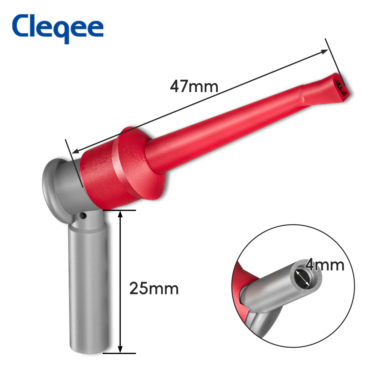 Cleqee P30007B Testhaken-Clips-Greifer mit 2 mm oder 4 mm Buchse für elektrische Prüfungen mit 2 mm Stecker oder 4 mm Stecker