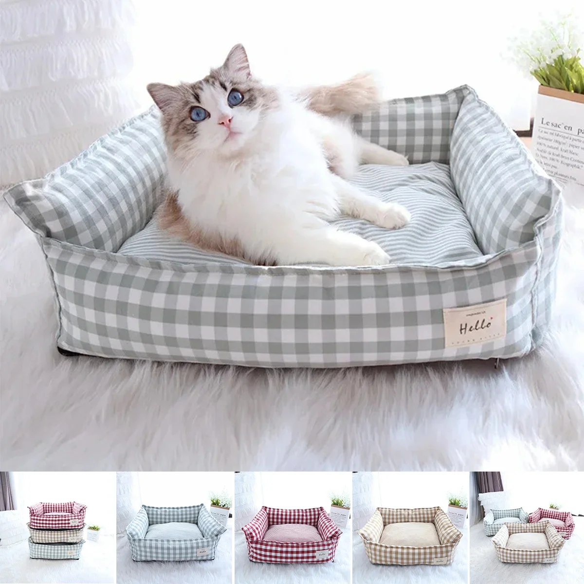 Cat Kennel Dog Kennel Four Seasons Universal Removable Washable Pet Kennel Supplies Non-Slip Removed Cat House Soft Bed Pet Item