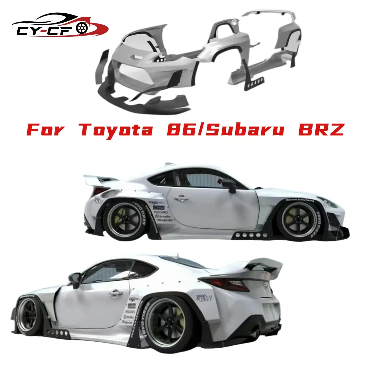 

GR86 Rocket Bunny Style Body Kit for Toyota GR86 ZN8 BRZ ZD8 Front Bumper Side Skirts Fenders Rear Diffuser Spoiler Bodykit