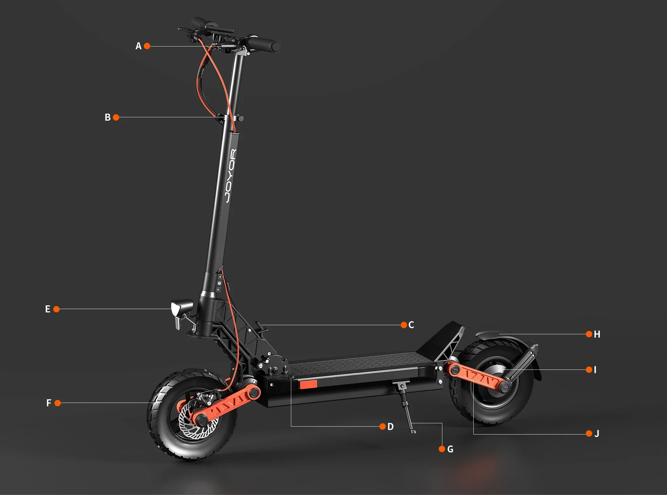 JOYOR S5 (ABE) E-Scooter für Erwachsene, 48V13AH Akku, City-Commuting E-Scooter, 10 Zoll Luftreifen, Elektroroller – Detail 8