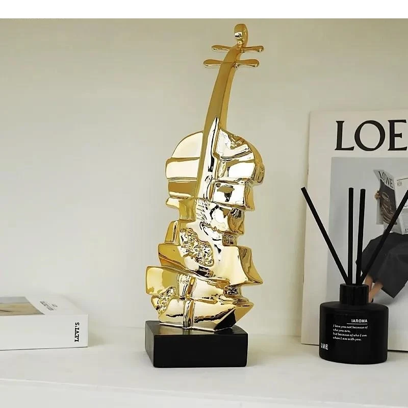 Stacked Violin Sculpture Artwork Desk Decoration Ornaments Resin Crafts Statue Room Aesthetic Decor