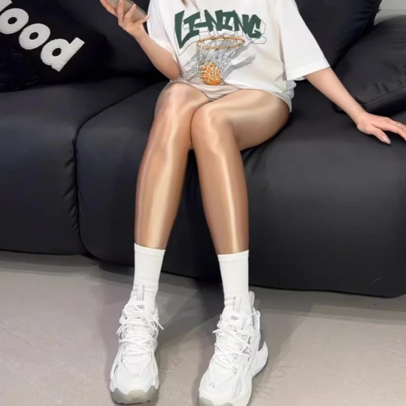 80D Oil Shiny Seamless Crotch Pencil Pants Women Sexy Stage Performance Slim Pantyhose Silky Touch Sports Yoga Leggings