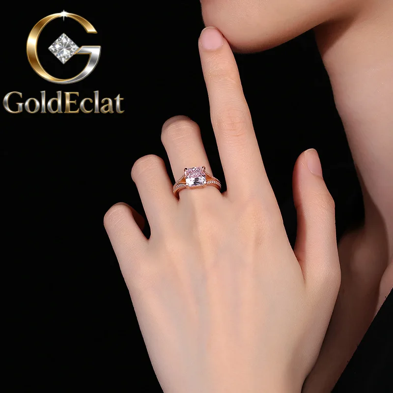 

Кольцо GoldEclat Luxury из цельного золота 18 карат и платины PT950 с розовым бриллиантом огранки «Ледяной цветок» для женщин