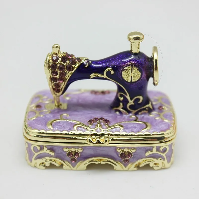 

Beautiful enamel sewing machine trinket box, lacquer jewelry box, home decoration collection lover's gift