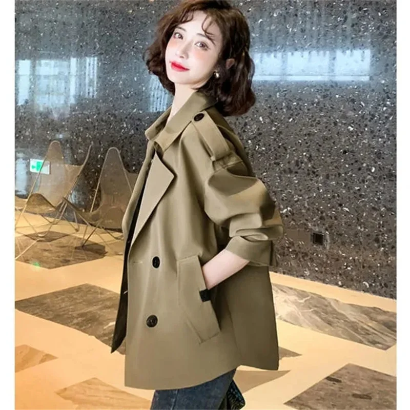 

Women's Windbreaker Spring Autumn Double-breasted Jacket With Lining Ladies Casual Windbreaker High-quality Fashion British Coat