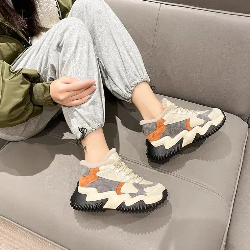 النساء الشتاء الثلوج الأحذية 2025 جديد سميكة منصة الارتفاع تعزيز الدافئة صوف مبطن أحذية رياضية غير رسمية مكتنزة أبي الأحذية العصرية #6