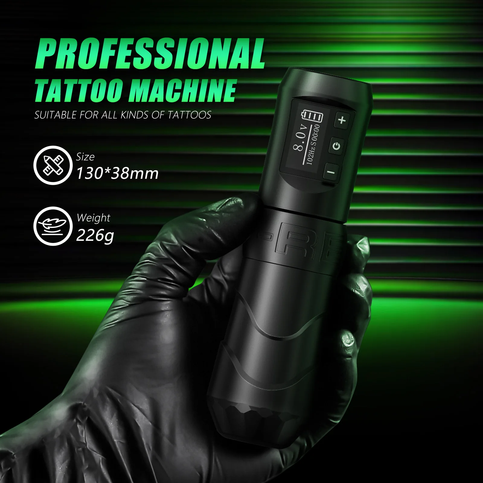 Tattoo Kit T-Rex Wireless Tattoo Machine Kit with 20 Pieces Tattoo Box Needles, Tattoo Pen 4.0 Stroke, 1800mAh Wireless Power