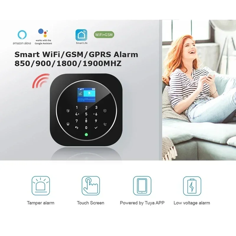 Tuya WIFI W9B Alarm System Kits for Home Burglar Security 433MHz WiFi GSM Alarm Wireless Tuya Smart House App Remote Control