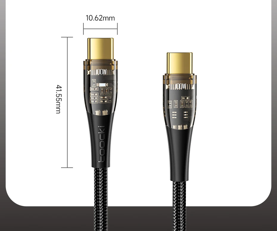 Toocki PD100W/60W Schnellladekabel USB-C zu USB-C für MacBook Air MateBook Samsung 5A Quick Charge Typ-C zu Typ-C Datenkabel – Detail 15