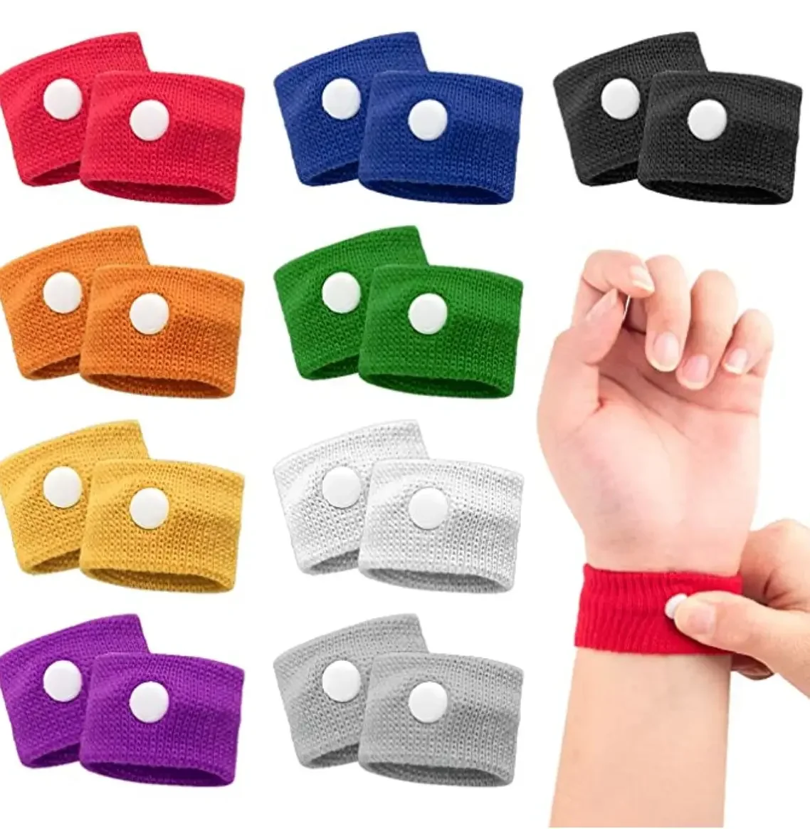 2PCS Sports Safety Wristbands Wrist Support Carsickness Seasick Anti Motion Sickness Wrist Bands Anti Nausea Wristbands