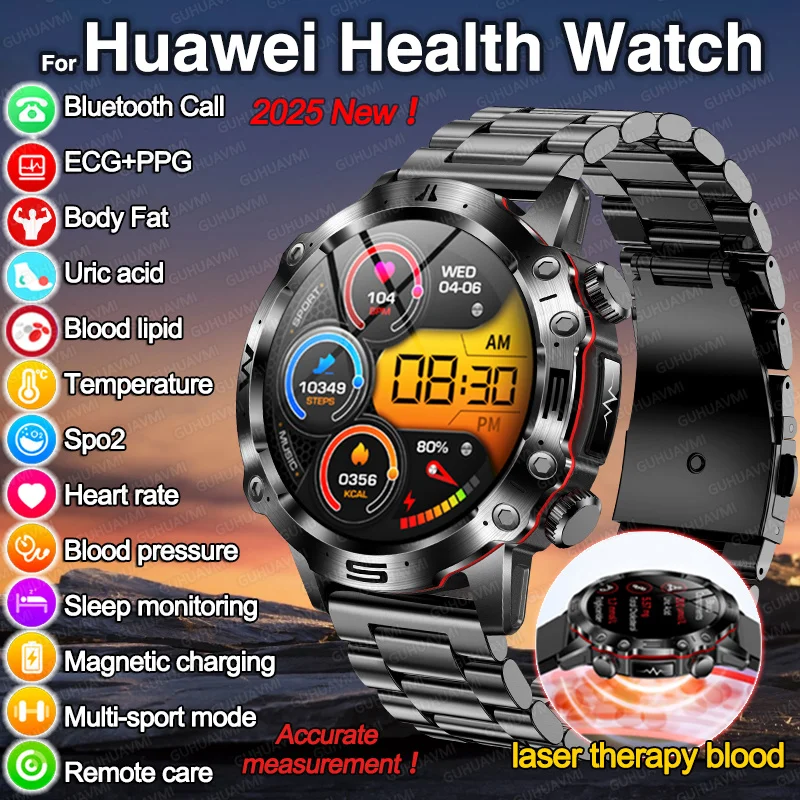 2025 Nuovo Per Huawei Terapia Laser Lipidi nel sangue Acido urico Astuto Della Vigilanza Degli Uomini ECG + PPG Preciso Pressione Sanguigna Monitor di Salute Orologi