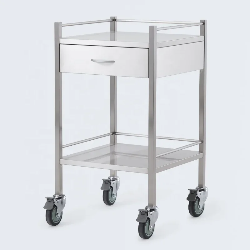 Durable Stainless Steel Trolley On Wheels for Clinic