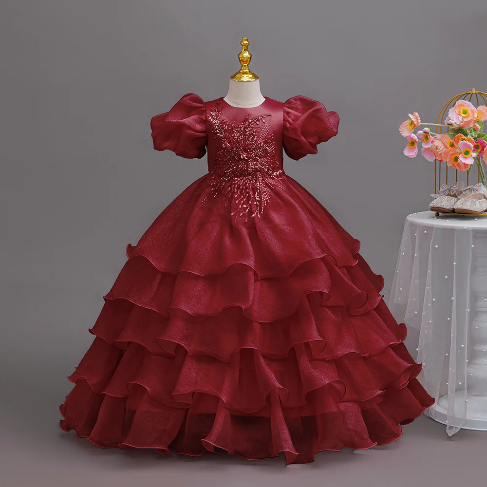 

Girls Party Dresses Luxury Wedding Bridesmaid Evening Dresses 4-12 Years Old Summer Girls Flower Girl Wedding Outfits