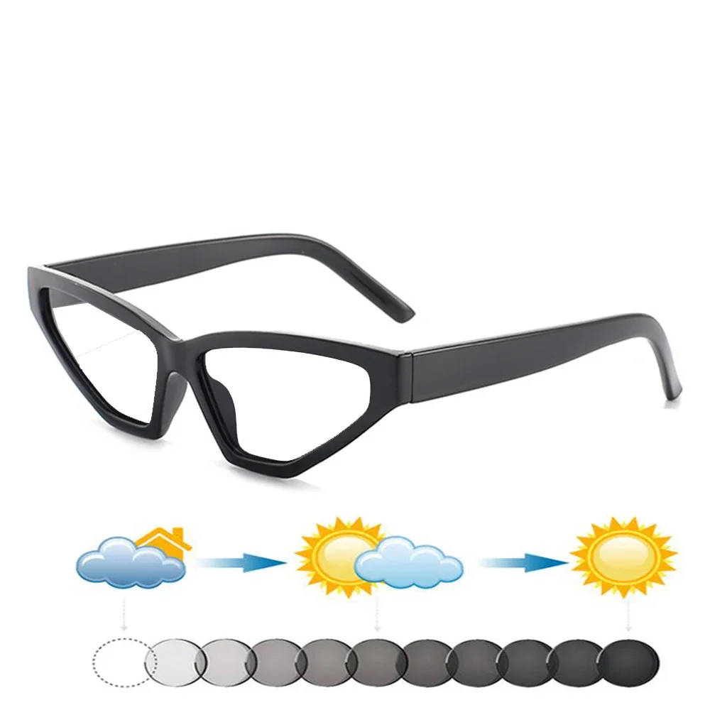 European and American Cat's Eye Retro Polygon Small Frame Photochromic Reading Glasses +0.75 To +4