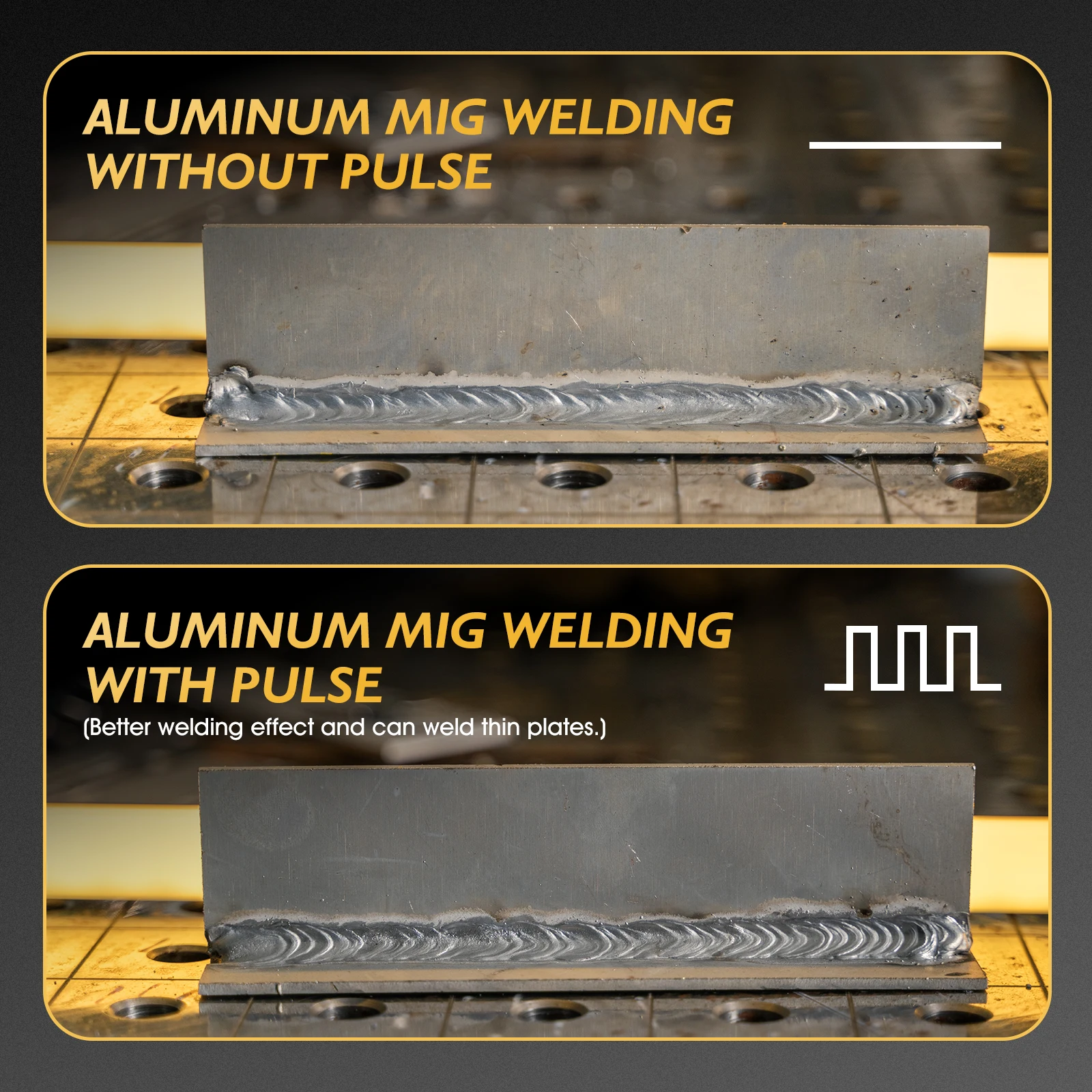 TOOLIOM Aluminum MIG Welder with Pulse 110V/220V Dual Voltage 4 in 1 Multifunctional Welding Machine Gas/Gasless Flux