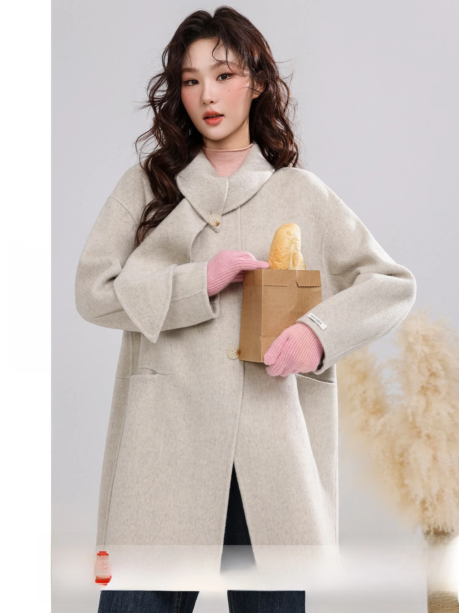 

Двустороннее шерстяное пальто для женщин, нежное, свободного кроя, зимнее, новинка, корейская версия, эксклюзив онлайн, молодежный стиль