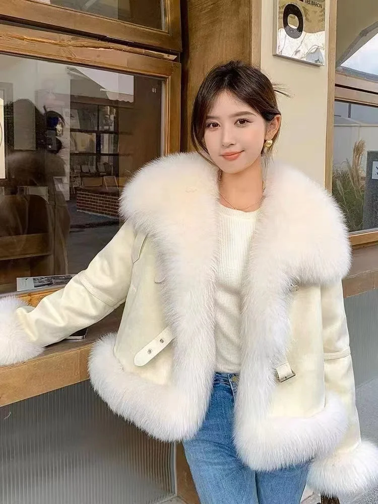 2023 Winter Fashion New Parkas Women Natural Fox Fur Down Jacket Warm Goose Down Coat Temperament Short Fur Coat