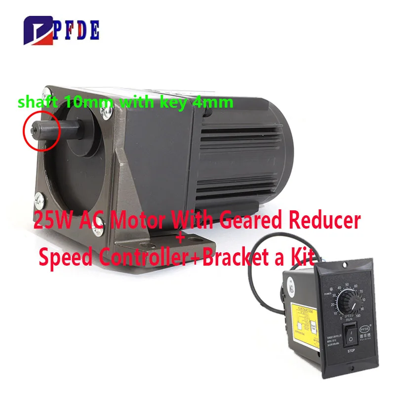 

25W AC 220V/110V 50/60HZ Adjustable Variable Gear Reducer Motor Shaft Dia 10mm & AC Speed Controller Kits CW CCW for Industry