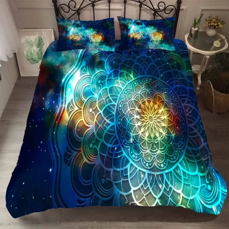 

100% High Quality King Size Comforter Bedding Cover Bohemia Mandala Beds Colourful Bedding Set Luxury Quilt Cover+pillow Cases
