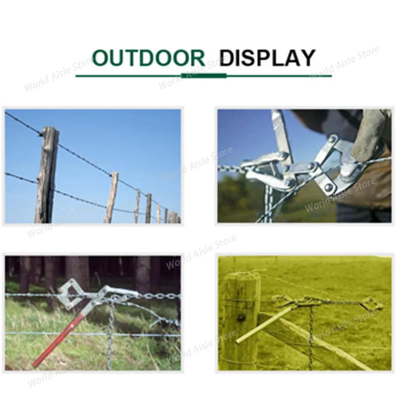 New Heavy Duty Fence Wire Tensioning Tool, Galvanized Steel Chain Strainer with Crimper for Farm Animal Electric Fence Repair