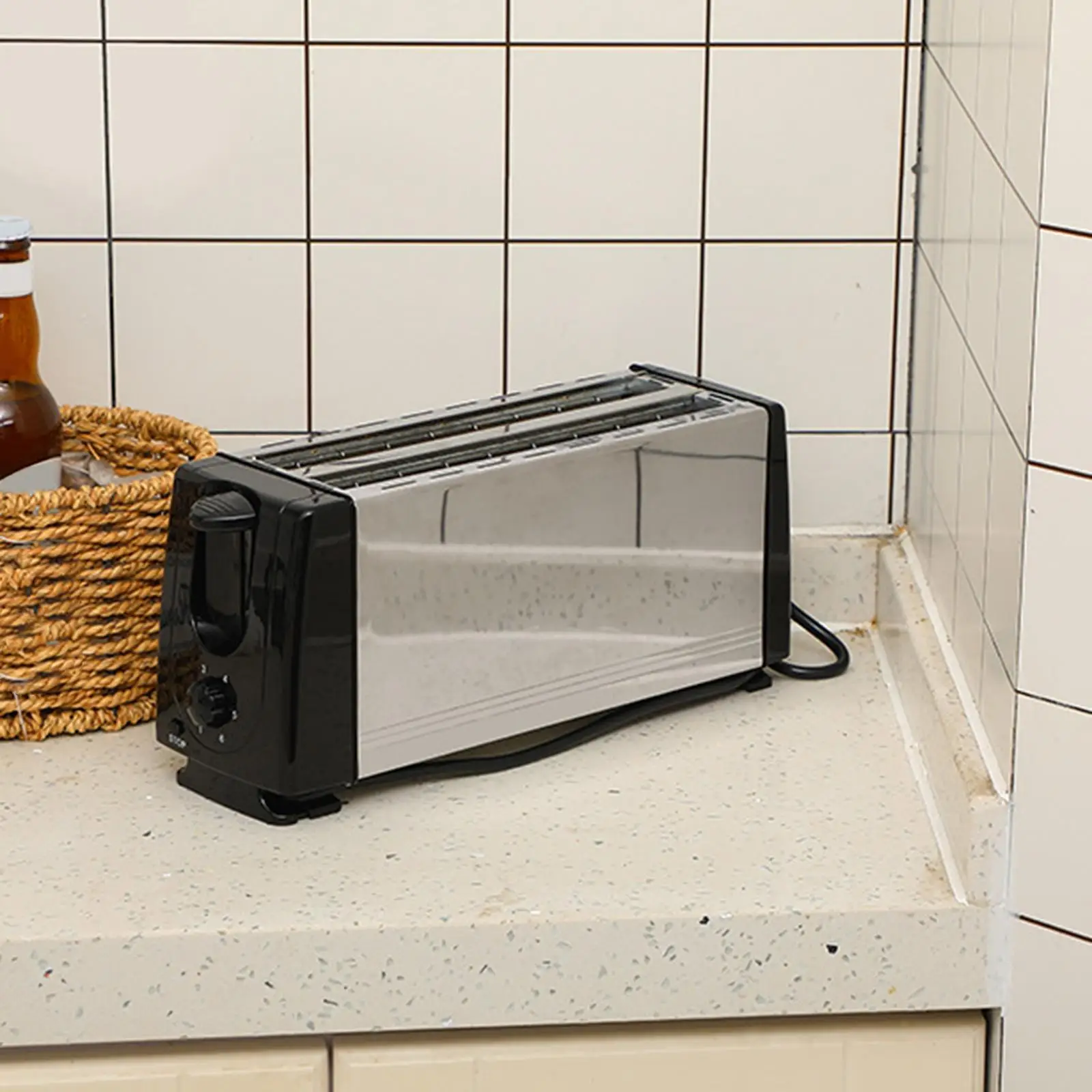 카운터 토스터 4 조각 유럽 표준 플러그 특수 빵 스낵 요리를위한 양면 난방 아침 식사 기계