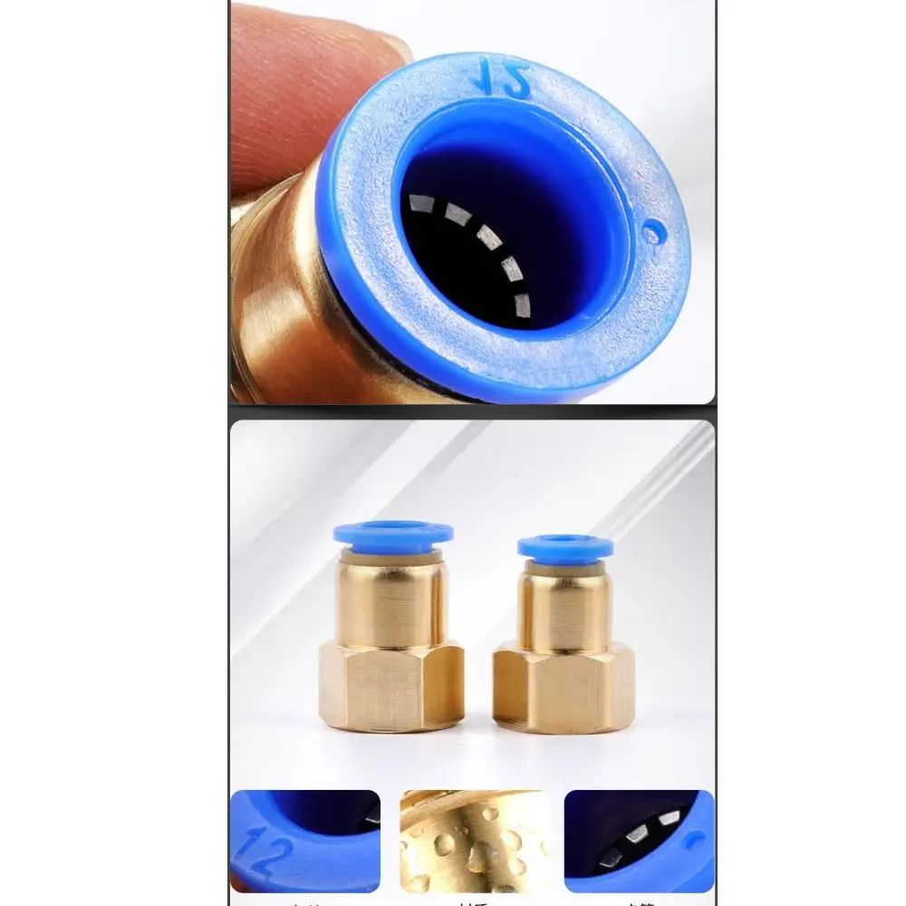 New 1/2 Inch BSP PCF Air Pipe Fitting Brass Hose Tube Pneumatic Connector Quick Joint 6 8 10 12mm Pipeline Water Nozzle Joint