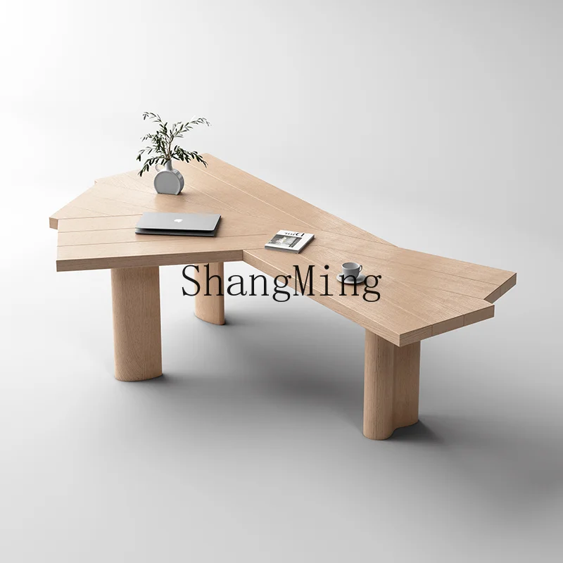 

HJ Solid wood desk Modern simple office Special-shaped negotiation office Conference table Long workbench