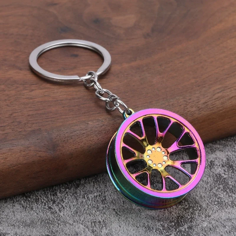Car Hub Rim Wheel Keychain Anti-Stress Fidget Toy Stress Relief Fingertip Gadget Key Ring Bag Pendant