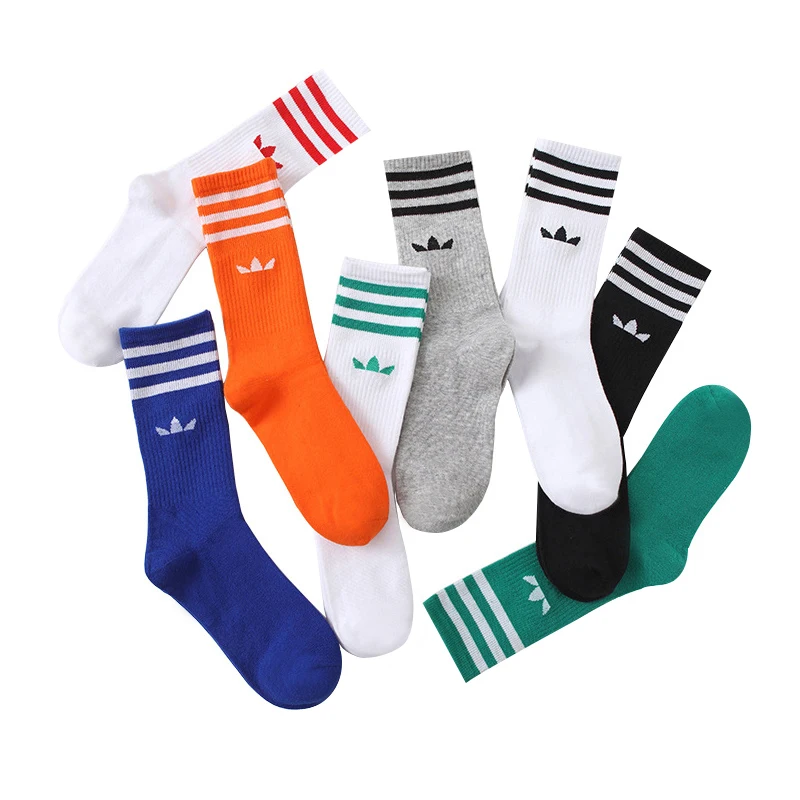 2023 New Fashion Pure Color High Tube Sports Socks Clover Men and Women Cotton Socks Wild Ins Socks Striped Socks