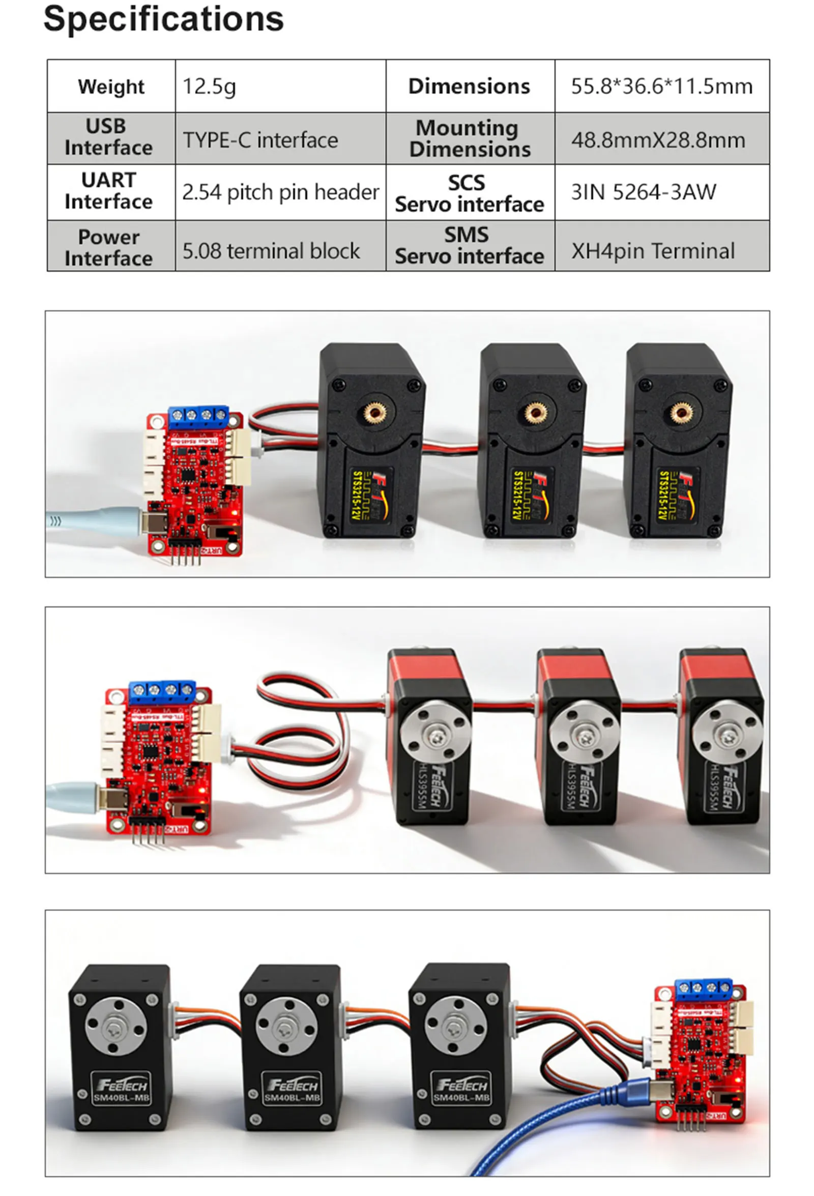 Feetech STS3215 SO-ARM100 7,4V 19KG Servo 360-Grad-Roboter-Servo + URT-2 Board für KI-Roboterarm/DIY Programmierbarer Roboterarm – Detail 12