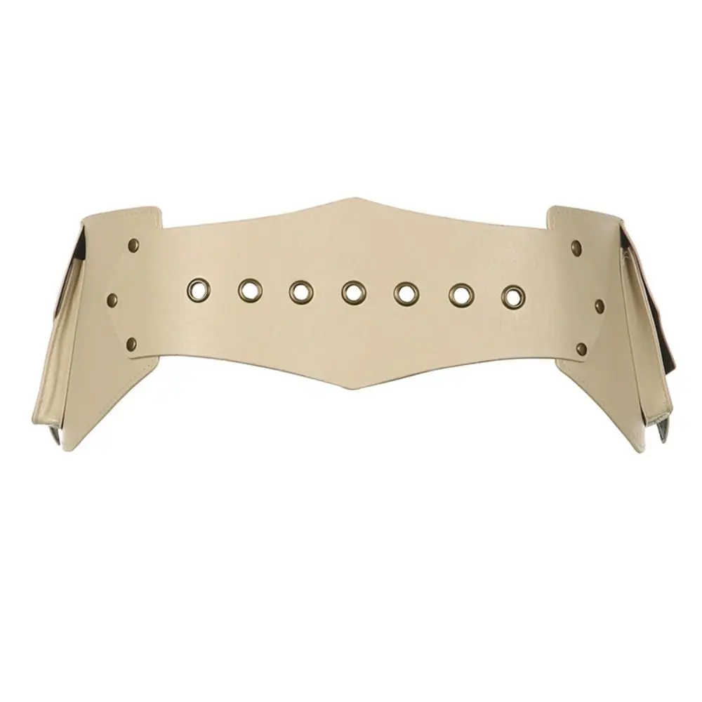 

Vintage PU Leather Round Eyelet Belt West Cowboy Y2K Wide Belts Chic Pockets Waist Strap