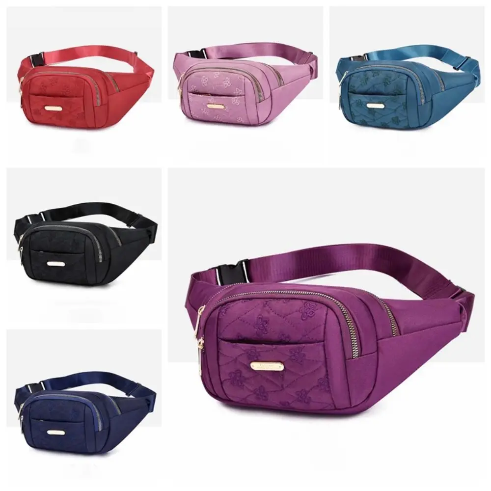 

Waterproof Women Fanny Pack Large Capacity Flower Pattern Outdoor Waist Bag Multi-functional Oxford Cloth Sports Chest Bag