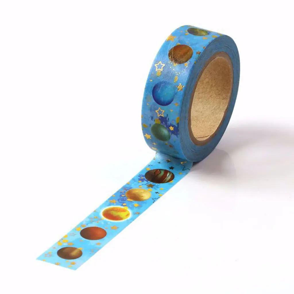 15mmx10m Superior Gold Foil Universe  Washi Tape DIY Masking Tape Decorative Adhesive Tape Scrapbooking School Stationery Tape