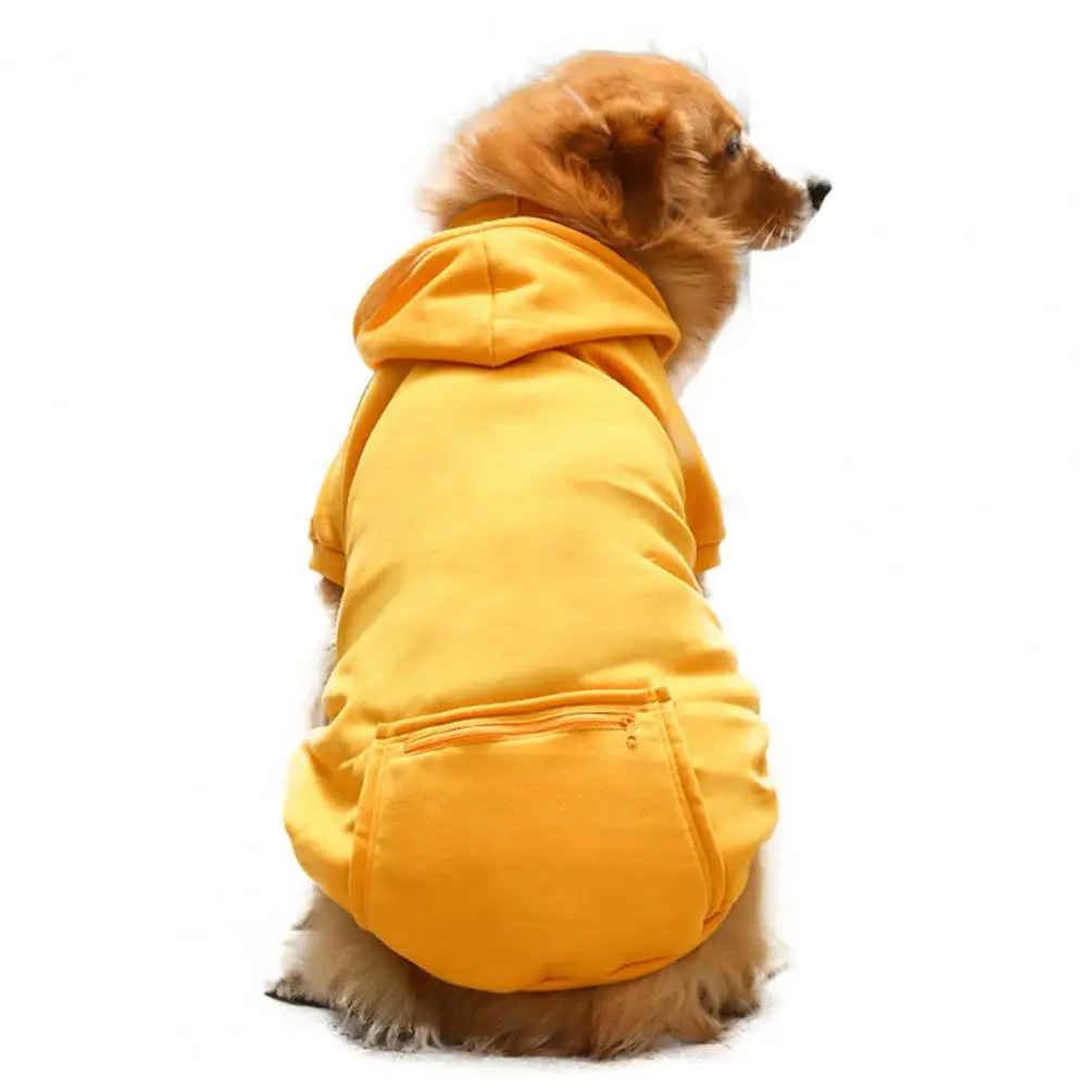 Dog Hoodie Sweatshirt Back Pocket Warm Outdoor Dog Sweater With Hat And Leash Hole With Drawstring Cotton Clothing For Large Dog