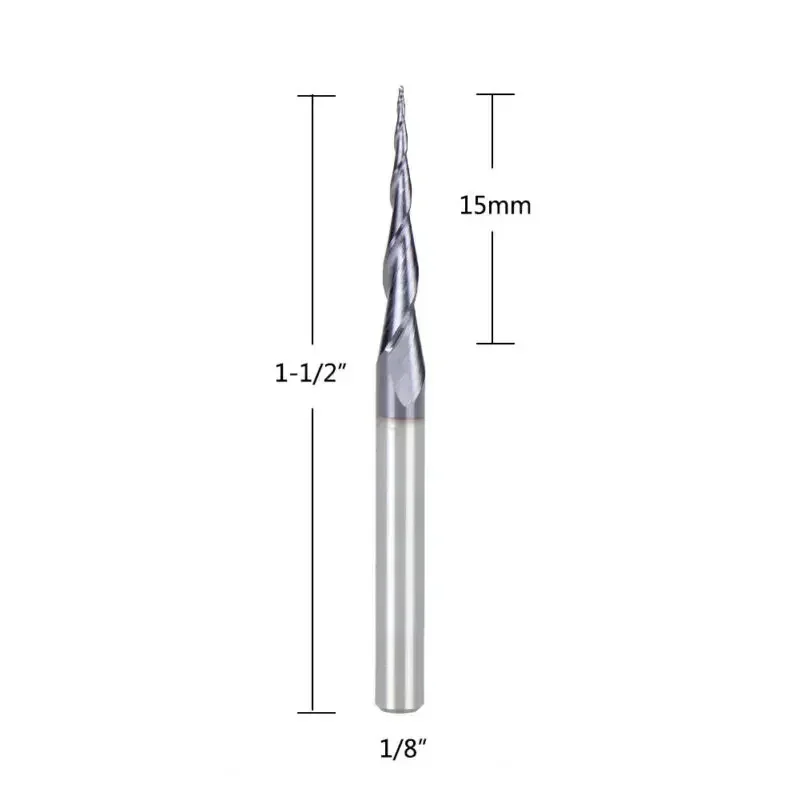 Ball Nose Tapered End Mill 1/8 Shank CNC Carbide Radius 0.25mm TiAIN Coated Taper Wood Metal Milling Cutters End Mill