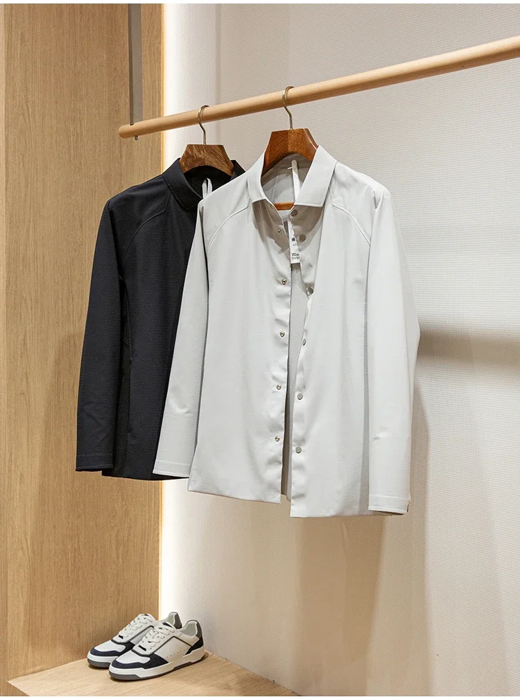 

DES custom waterproof elastic fabric men's outdoor adhesive casual shirt jacket