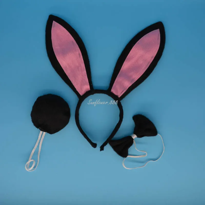 Erwachsene Kinder Plüsch Cartoon Junge Lange Hasenohren Stirnband Fliege Schwanz Geburtstag Party Kostüm Ostern Halloween Weihnachten