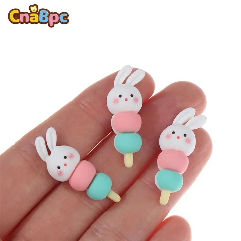 3pcs/Set Dollhouse Miniture Three-color Bunny Skewers String Kitchen Decoration Accessories Toys DIY Phone Case Gifts