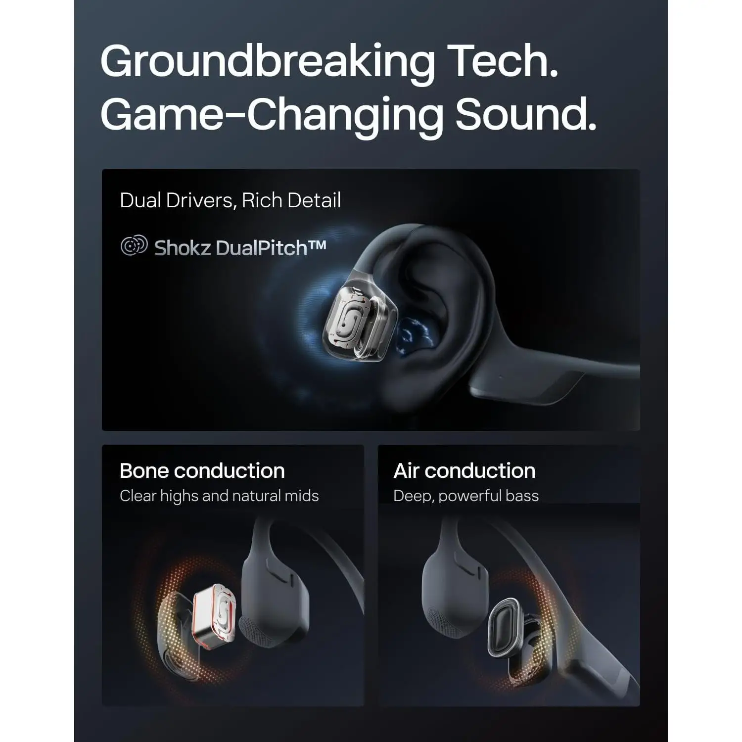 H-New OpenRun Pro 2 - سماعات رأس رياضية مفتوحة الأذن، توصيل عظمي - مع شريط عاكس - مقاومة للعرق، سماعات رأس للتمرين #4