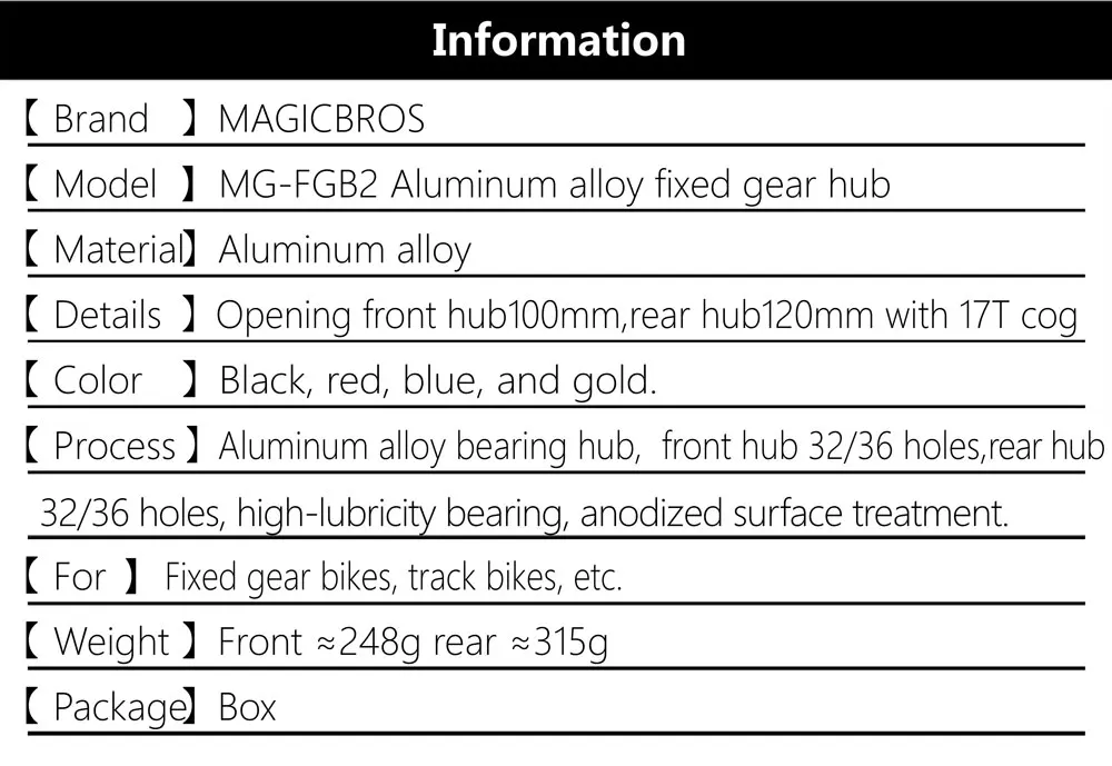 MAGICBROS Fixed Gear Fahrradnabe Aluminium Single Speed Fahrrad vorne hinten 32H 36H Nabe 700C Bahnrad Radfahren Fixie Fahrrad Radnaben – Detail 2