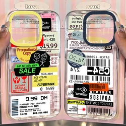 Fashion Stamp Label Barcode Phone Case for Xiaomi Mi 14 13 12 11 10 10T 14T Poco F6 F5 F4 X4 NFC Lite GT Pro 4G 5G Clear Cover