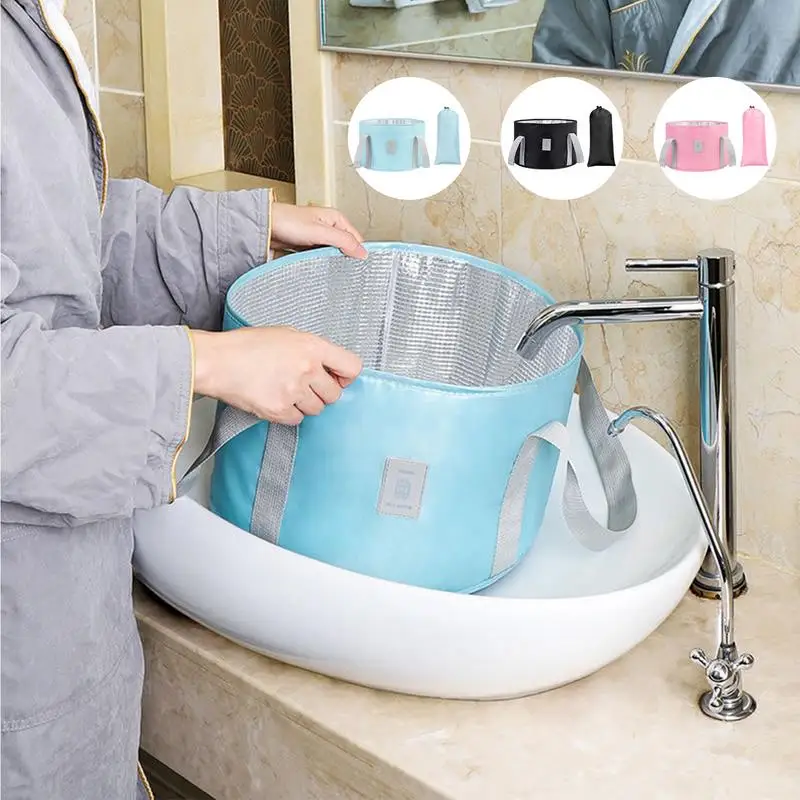 Collapsible Foot Soaking Basin Foot Soaking Bucket Portable Travel Folding Foot Washing Bag Pedicure SPA Washing Container Bag