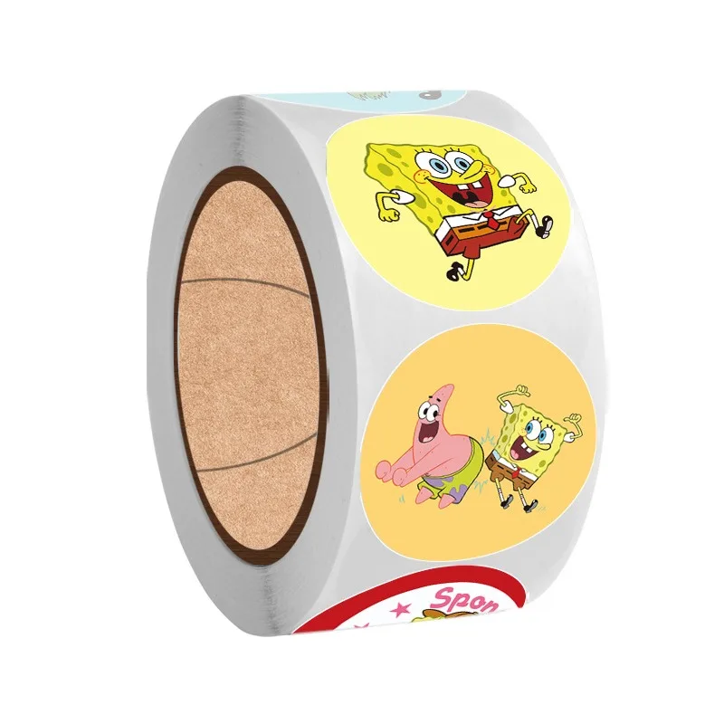 500Pcs/roll SpongeBob Sticker DIY Diary Laptop Luggage Skateboard Graffiti Decoration Decals Toys Cartoon Kids Reward Stickers