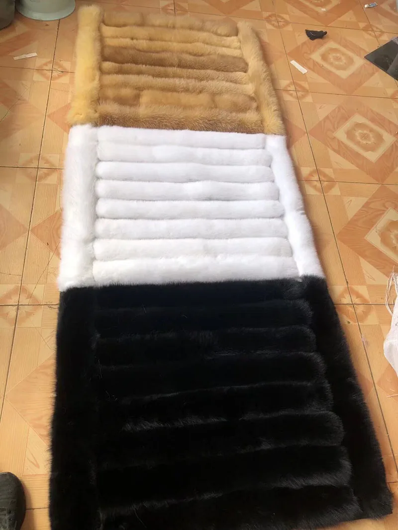 HUAQIUMEISI Real fox fur blankets suitable for autumn and winter home outdoor use with natural fox fur jacket blanket