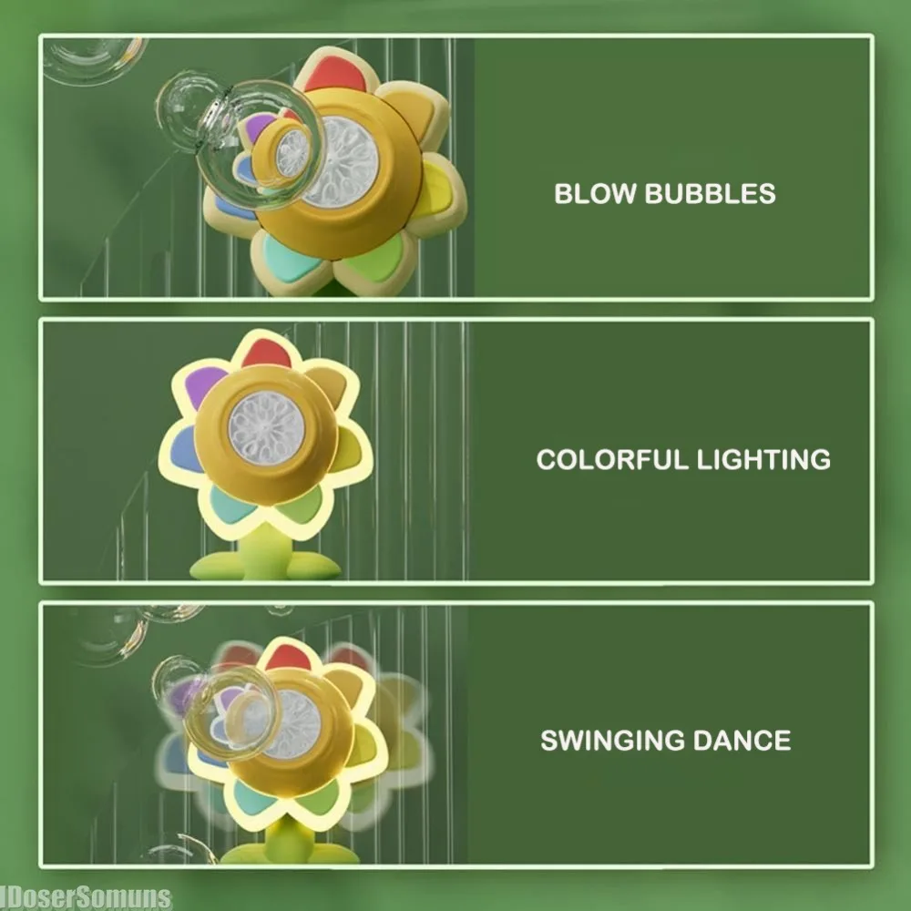 Bubble Machine Toy Electric Automatic Sunflower Shaking Head Adjustment Light Dancing One Key Bubble Maker Toy For Kids