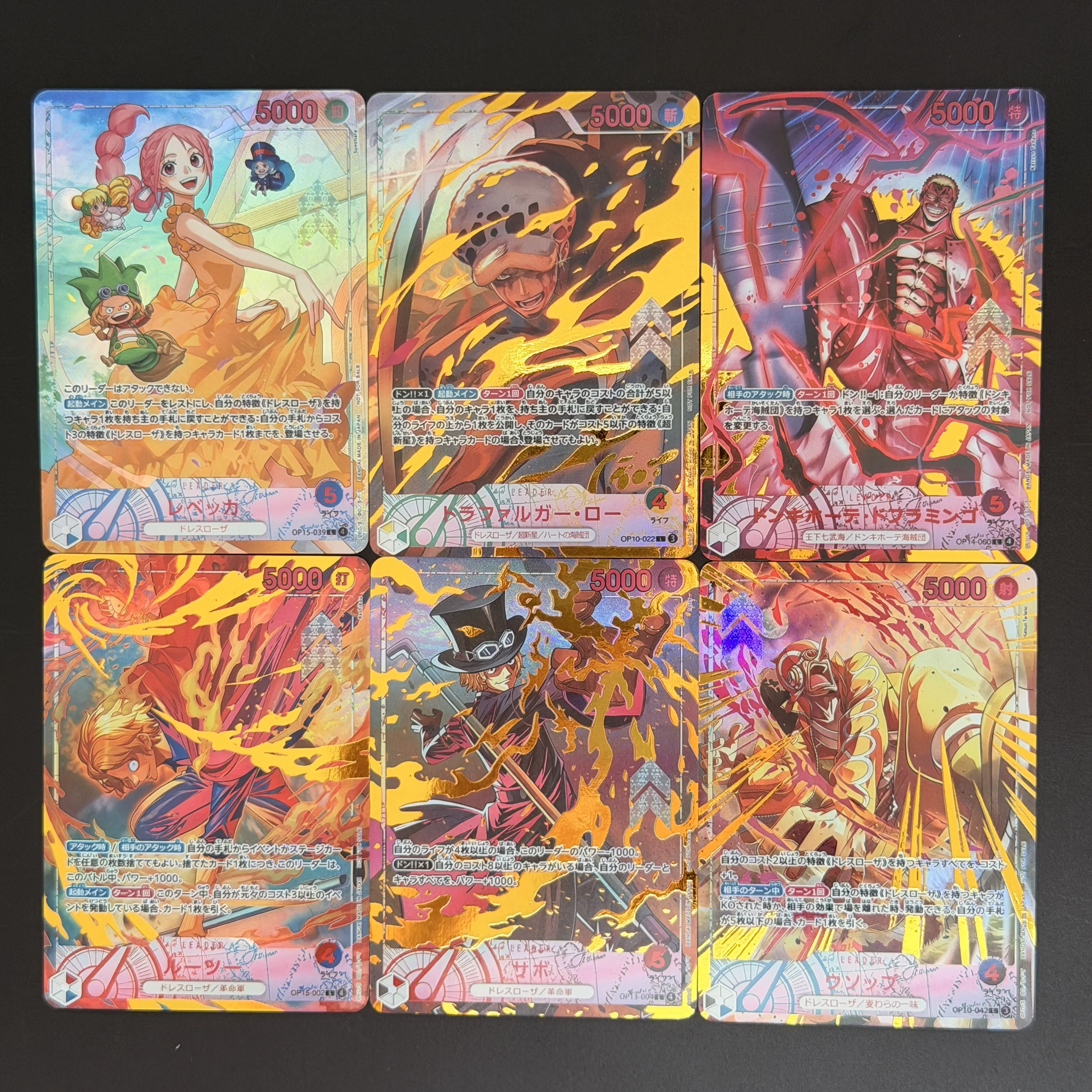 6 style Diy One Piece OP13 OP14 OP15 Japanese TCG Donquixote Doflamingo Usopp Sabo Rebecca Collection Anime Flash Card