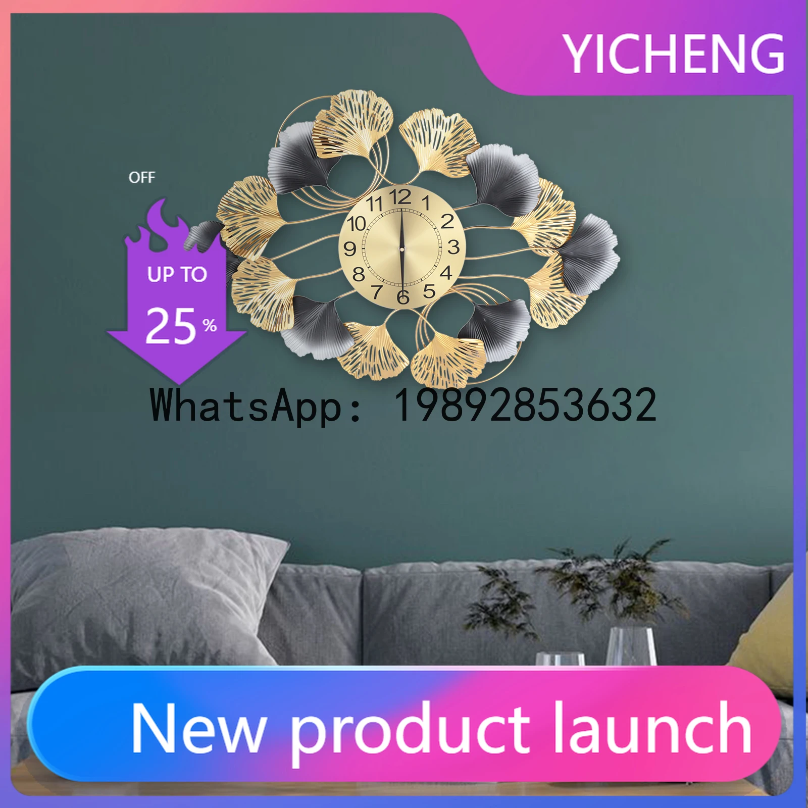 LYY Large Wall Clock for Living Room Decor Modern Wall Clock Creative Luxury Background Wall Art Gold Clock