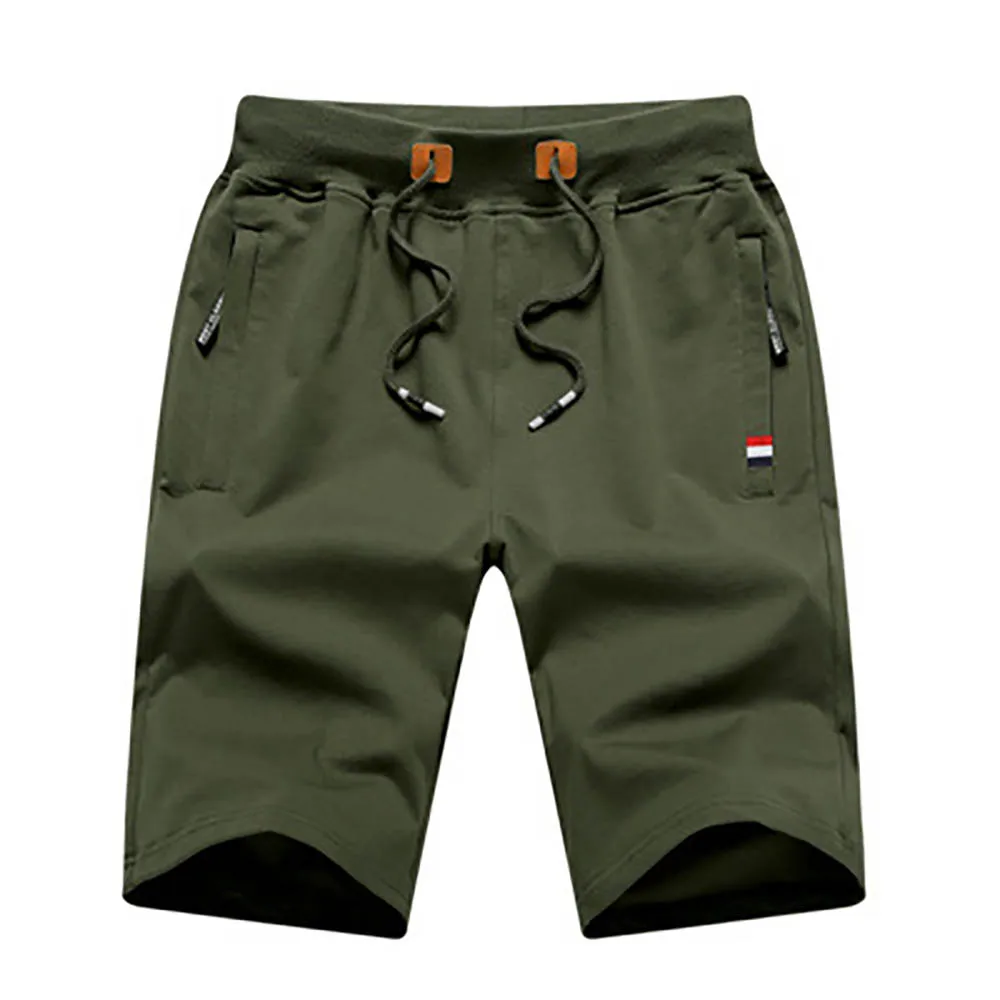 

Men's Summer Cotton Casual Shorts, Classic Knee Length Bermuda Shorts, Elastic Waist Beach Sweat Shorts for Men