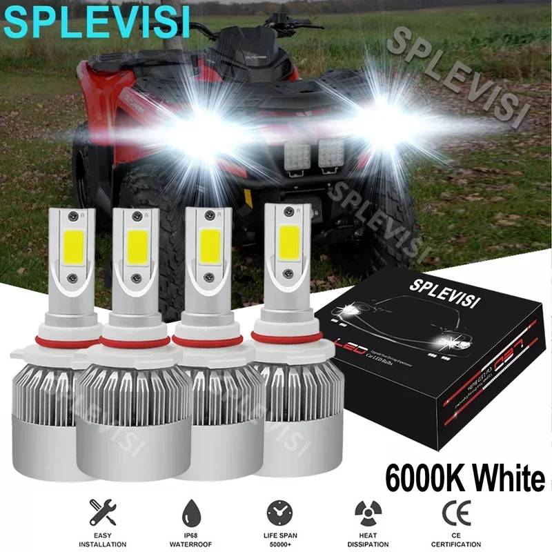 4X 6000K Upgrade LED Headlights For Can-Am Renegade 500 2008 2009 2010 2011 2012 2013 2014 2015 ATV LED Headlight Bulbs