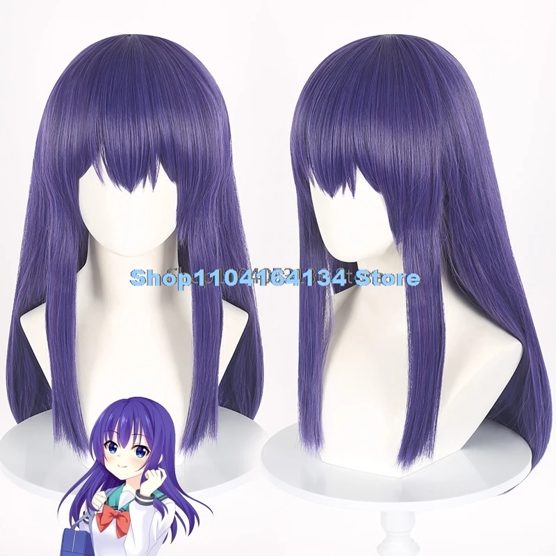 Teruhashi Kokomi Cosplay Wig Anime Saiki Kusuo Cosplay purple Wig 50CM ink blue Long hair Heat Resistant Synthetic Wig+Wig Cap